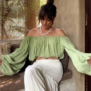 Kaipo Green off Shoulder Top